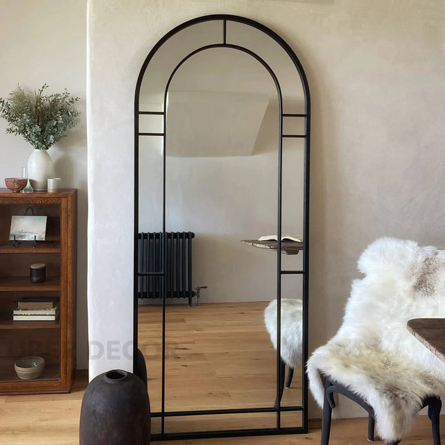 HavenArch- Arched Top Full Length Metal Framed Door Style Mirror for Entrance Foyer, Living Room, Boutique or Clothing Store