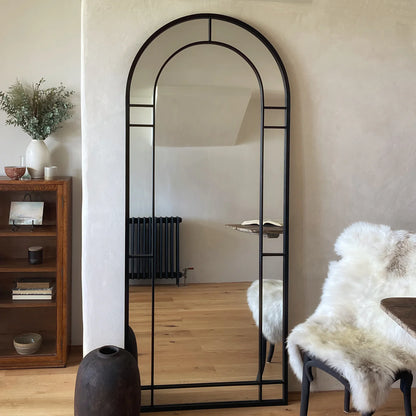 HavenArch- Arched Top Full Length Metal Framed Door Style Mirror for Entrance Foyer, Living Room, Boutique or Clothing Store