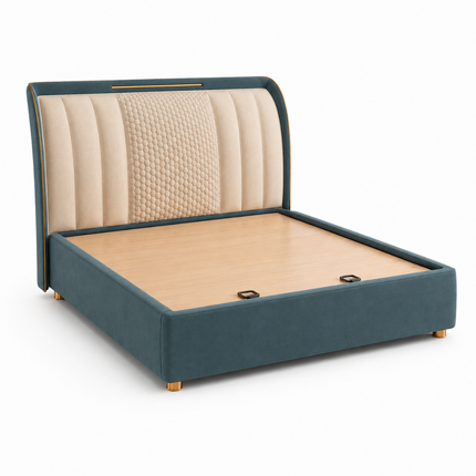 Blue Haven Crest Bed – Art Deco Luxury Bed for Master Bedroom