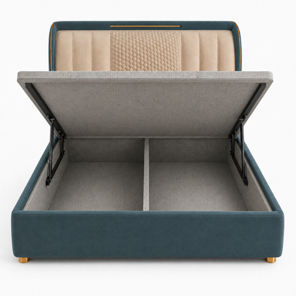 Blue Haven Crest Bed – Art Deco Luxury Bed for Master Bedroom