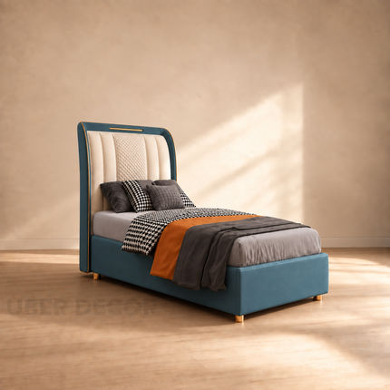 Blue Haven Crest Bed – Art Deco Luxury Bed for Master Bedroom