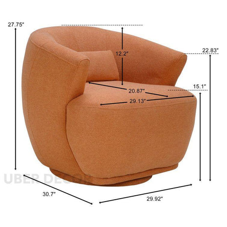 Zerina- Modern Comfort Wide Base Upholstered 360 Revolving Swivel Barrel Chair with Lumbar Pillow - Uber Decor