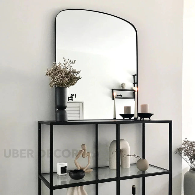 Arco- Mid Length Arch Shaped Metal Framed Mirror for Console, Makeup Table, Powder Room or Vanity