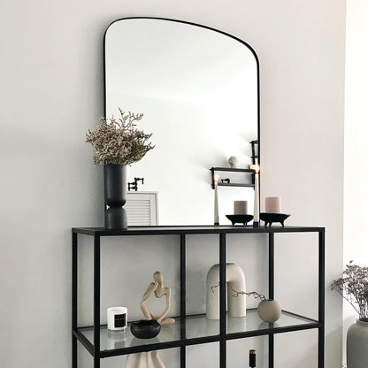 Arco- Mid Length Arch Shaped Metal Framed Mirror for Console, Makeup Table, Powder Room or Vanity