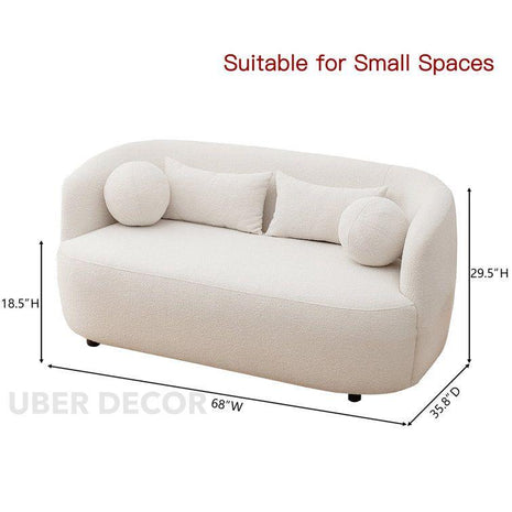 Aelira 68" Loveseat- Classic Cushioned 2 Seater Upholstered Sofa for Small Living Room or Bedside Couch - Uber Decor