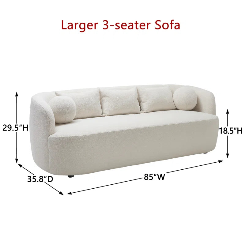 Aelira 85" Sofa- Classic Cushioned 3 Seater Upholstered Sofa for Small Living Room or Bedside Couch