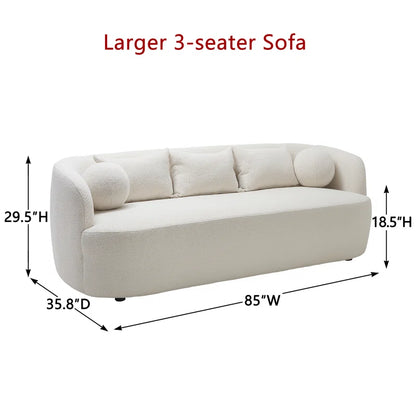 Aelira 85" Sofa- Classic Cushioned 3 Seater Upholstered Sofa for Small Living Room or Bedside Couch