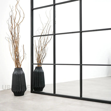 VistaLuxe- Window Pane Style Large Sized Rectangle Metal Framed Mirror for Boutiques, Clothing Stores, Living Room or Bedroom