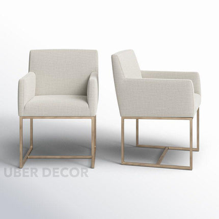 Solyn Modern Dining Chair Set of 2 Contemporary Metal Base Custom Made Design Ideal for Dining Room Formal Lounge - Uber Decor