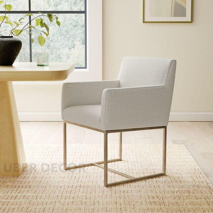 Solyn Modern Dining Chair Set of 2 Contemporary Metal Base Custom Made Design Ideal for Dining Room Formal Lounge - Uber Decor