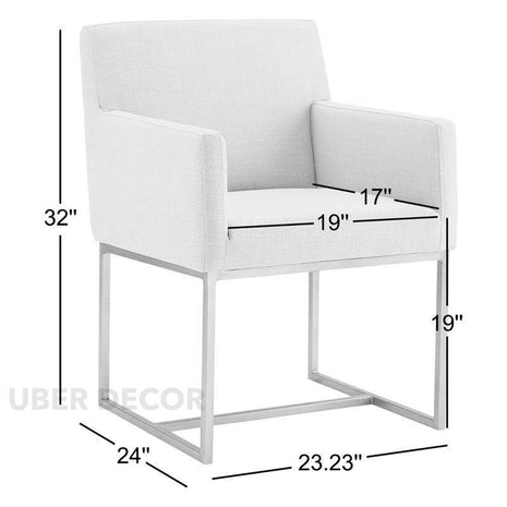 Solyn Modern Dining Chair Set of 2 Contemporary Metal Base Custom Made Design Ideal for Dining Room Formal Lounge - Uber Decor