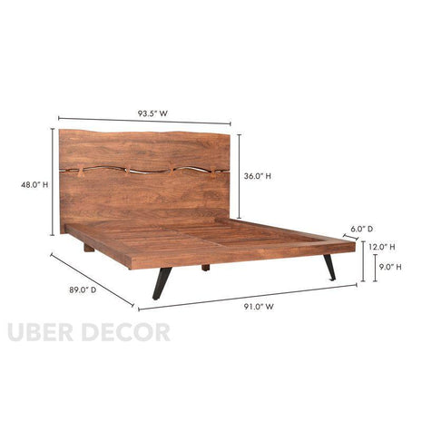 SandalVerve Minimalist Platform Customisable Bed with Artistic Headboard for Modern Spaces - Uber Decor