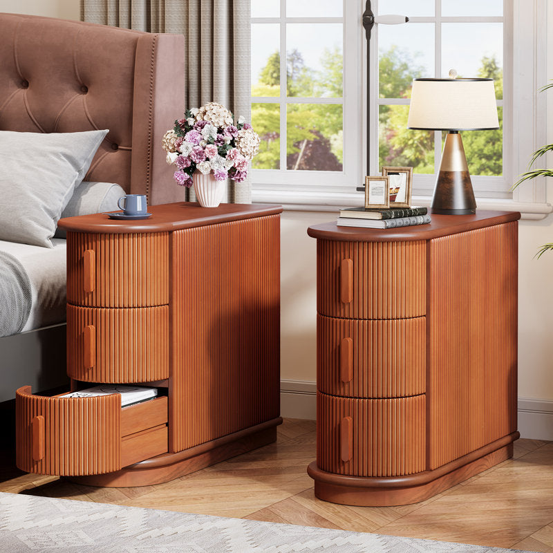 The Corvo Column Side Table – Custom Fluted Wooden Storage Accent with ...