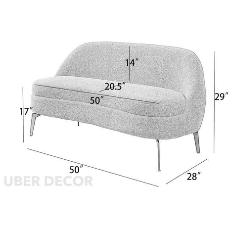 Seoul 50" 2-Seater Curved Loveseat – Elegant Soft-Edge Sofa for Living or Lounge Areas - Uber Decor