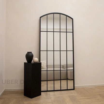 ReflectBow- Soft Arched Top Full Length Window Style Metal Framed Large Size Mirror for, Bedroom, Living Room or Outdoor