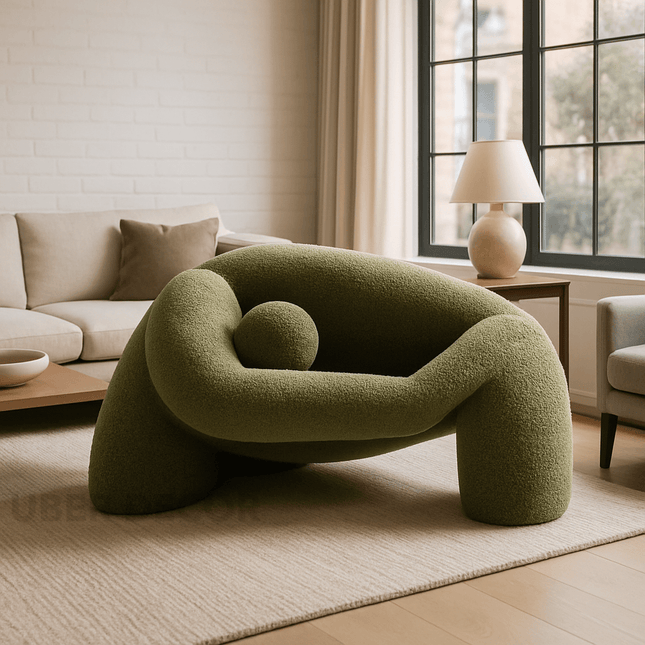 Whisper Ease Mid Century Modern Sculptural Lounge Chair for Living Room and Lounge