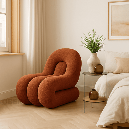 Cloud Drift Modern European Sculptural Accent Chair with Fixed Base Lounge Chair for Living Room and Lounge
