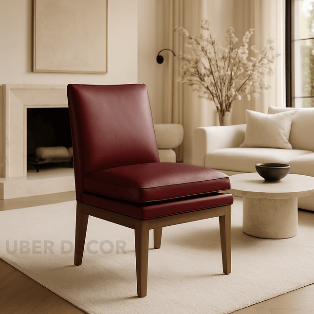 Lorin Modern Dining Chair Custom Made Minimal Design with Solid Wood Base Ideal for Dining Room Formal Dining Area