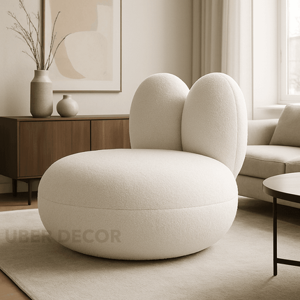 Pebblo Nest Statement Lounge Chair Playful Postmodern Accent for Modern Living Room and Bedroom Interiors