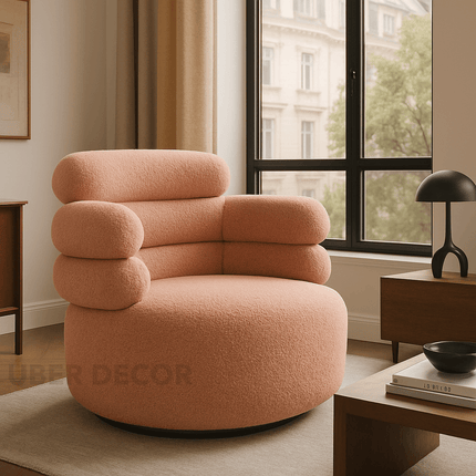 Zerelle- Optional 360 Revolving Swivel Leisure Accent Chair with 3 Tier Tall Backrest and Comfortable Seat