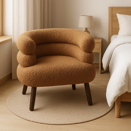 LuxeLamb Boucle Armchair – Modern Single Sofa for Living Room, Bedroom & Luxury Reception Areas