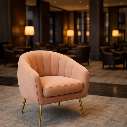 Glam Modern Cozy Vanity Chair with Gold Metal Legs – Upholstered Armchair for Living Room & Bedroom