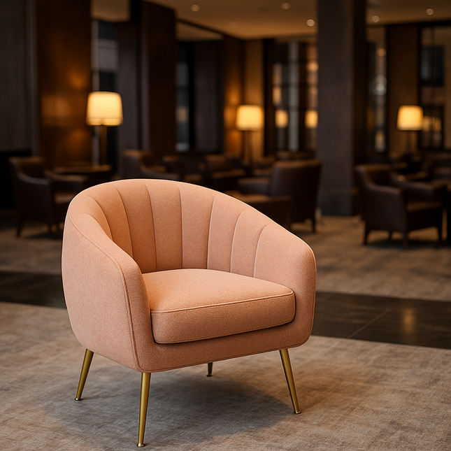 Glam Modern Cozy Vanity Chair with Gold Metal Legs – Upholstered Armchair for Living Room & Bedroom