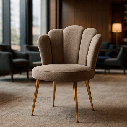 Comfina Luxe Accent Chair – Creative Shell Flower Makeup Stool Compact Backrest Ergonomic Chair Full Sitting Sensation All-match Chair for Living Room