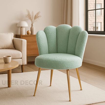 Comfina Luxe Accent Chair – Creative Shell Flower Makeup Stool Compact Backrest Ergonomic Chair Full Sitting Sensation All-match Chair for Living Room