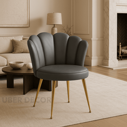 Comfina Luxe Accent Chair – Creative Shell Flower Makeup Stool Compact Backrest Ergonomic Chair Full Sitting Sensation All-match Chair for Living Room