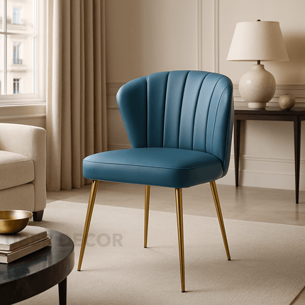Soraya Modern Elegant Tufted Armless Accent Chair- Dining or Vanity Chair with Back Metal Legs