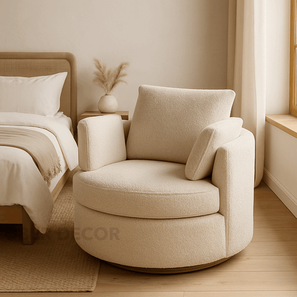 Sorelle- Round Base 360 Revolving Swivel Chair with Hidden Storage- Ideal for Kids, Living Room or Bedroom