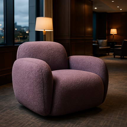 Varina- Modern Curved 360 Revolving Swivel Armchair with Deep Seat and Soft Cushion
