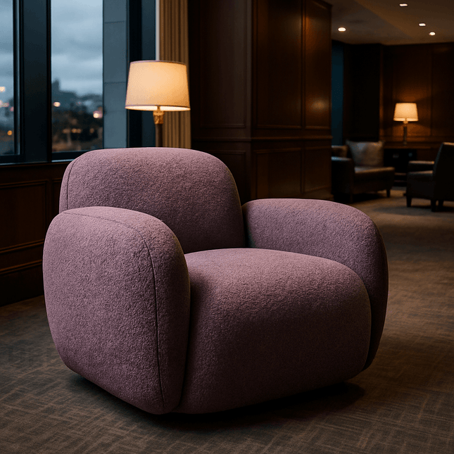 Varina- Modern Curved 360 Revolving Swivel Armchair with Deep Seat and Soft Cushion