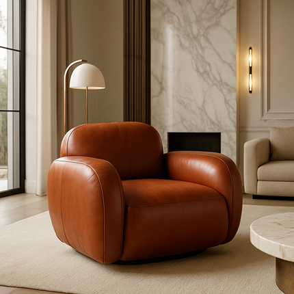 Varina- Modern Curved 360 Revolving Swivel Armchair with Deep Seat and Soft Cushion