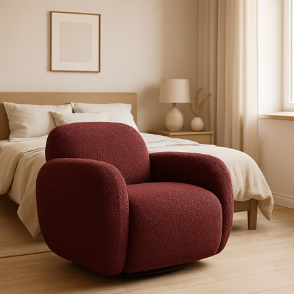 Varina- Modern Curved 360 Revolving Swivel Armchair with Deep Seat and Soft Cushion