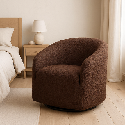 Evania Accent Chair- 32" Wide Upholstered 360 Revolving Swivel Barrel Armchair for Living Room