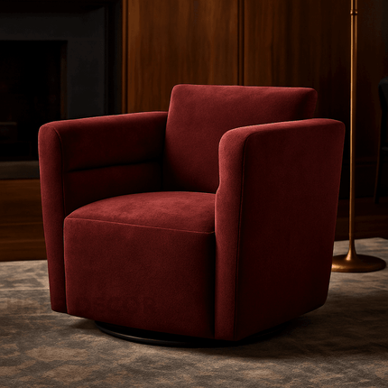 Celisse- Classic Wide Seat Upholstered Optional 360 Revolving Swivel Arm Barrel Chair for Living Room