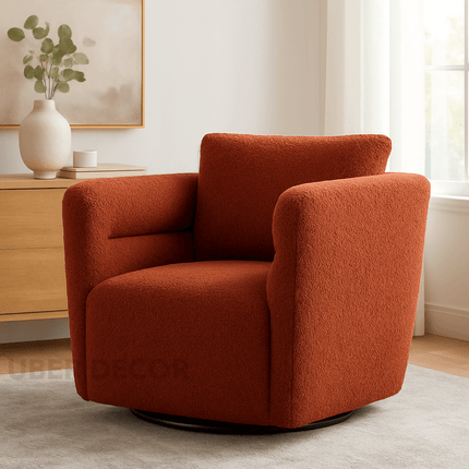 Celisse- Classic Wide Seat Upholstered Optional 360 Revolving Swivel Arm Barrel Chair for Living Room