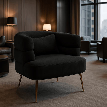 Fayra- Wide Base Vintage Upholstered Arm Accent Chair With Lumbar Pillow And Metal Legs