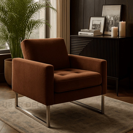 Soreva- Contemporary Chic Style Aesthetic Tufted Accent Chair with Sleek Stainless Steel Legs