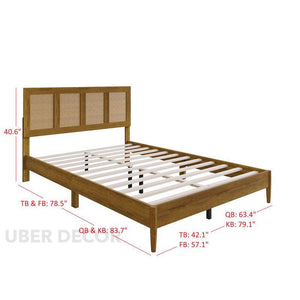 WillowNest Modern Rattan Slat Platform Customisable Bed for Contemporary Apartments - Uber Decor