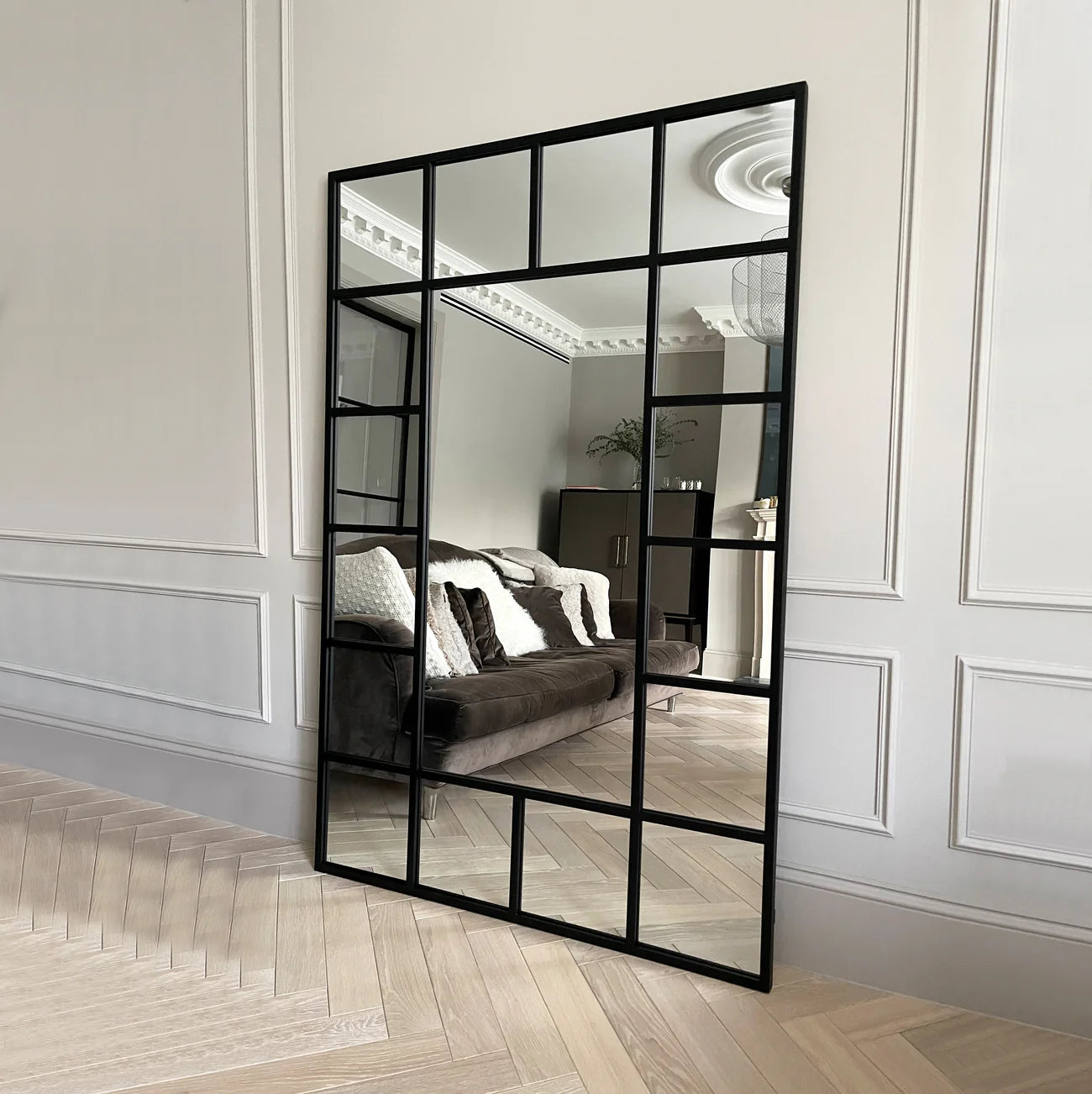 PaneGleam- Window Pane Metal Framed Mirror for Living Room Foyer, Hallway, Bedroom or Hotel