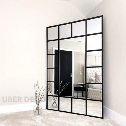 PaneGleam- Window Pane Metal Framed Mirror for Living Room Foyer, Hallway, Bedroom or Hotel