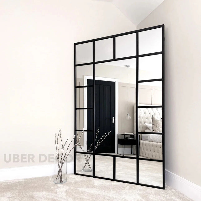 PaneGleam- Window Pane Metal Framed Mirror for Living Room Foyer, Hallway, Bedroom or Hotel