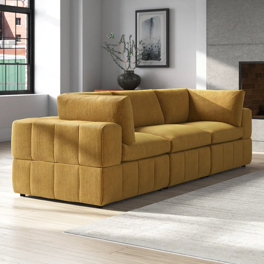 Liraya 108" Sofa- Bubble Style Cushioned 3 Seater Sofa for Living Room or Office