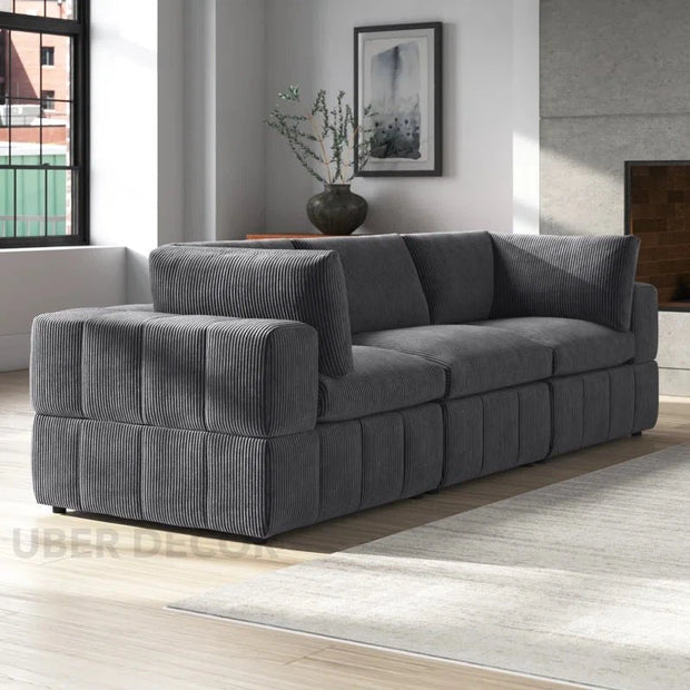 Liraya 108" Sofa- Bubble Style Cushioned 3 Seater Sofa for Living Room or Office - Uber Decor