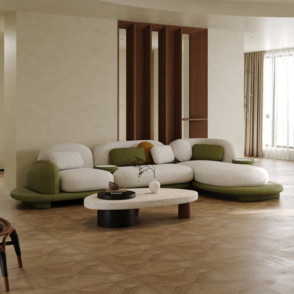 Bordeaux Designer Sofa Modern Japandi Luxury Couch with Sculptural Chaise Form  Customizable Made-to-Order Living Room Sofa