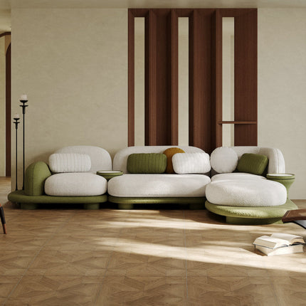 Bordeaux Designer Sofa Modern Japandi Luxury Couch with Sculptural Chaise Form  Customizable Made-to-Order Living Room Sofa