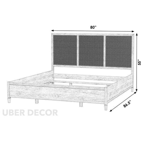 AshAura Scandinavian Contemporary Rattan Platform Customisable Bed for Minimalist Bedrooms - Uber Decor